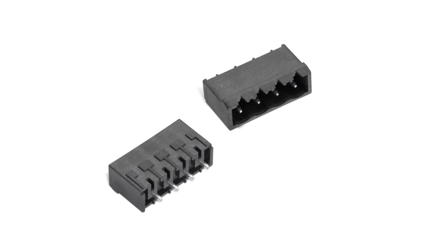 Conector macho para PCB Ángulo recto Wurth Elektronik serie WR-TBL de 6 vías, 1 fila, paso 5.08mm, para soldar, Montaje