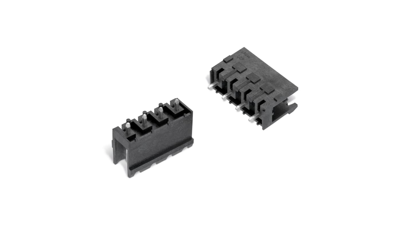 Conector macho para PCB Ángulo recto Wurth Elektronik serie WR-TBL de 4 vías, 1 fila, paso 5.08mm, para soldar, Montaje