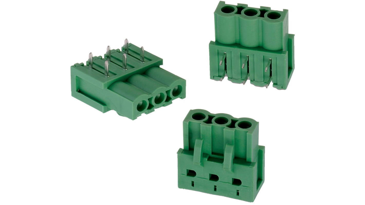 Conector macho para PCB Ángulo recto Wurth Elektronik serie WR-TBL de 4 vías, 1 fila, paso 5.08mm, para soldar, Montaje