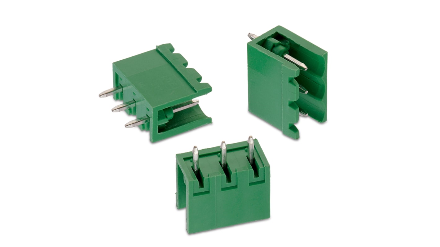 Conector macho para PCB Ángulo recto Wurth Elektronik serie WR-TBL de 10 vías, 1 fila, paso 5.08mm, para soldar,