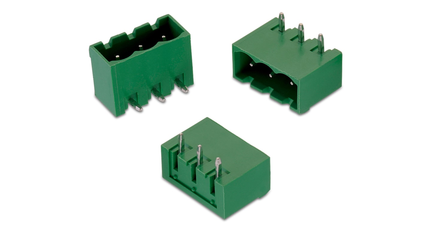 Conector macho para PCB Ángulo recto Wurth Elektronik serie WR-TBL de 14 vías, 1 fila, paso 5.08mm, para soldar,