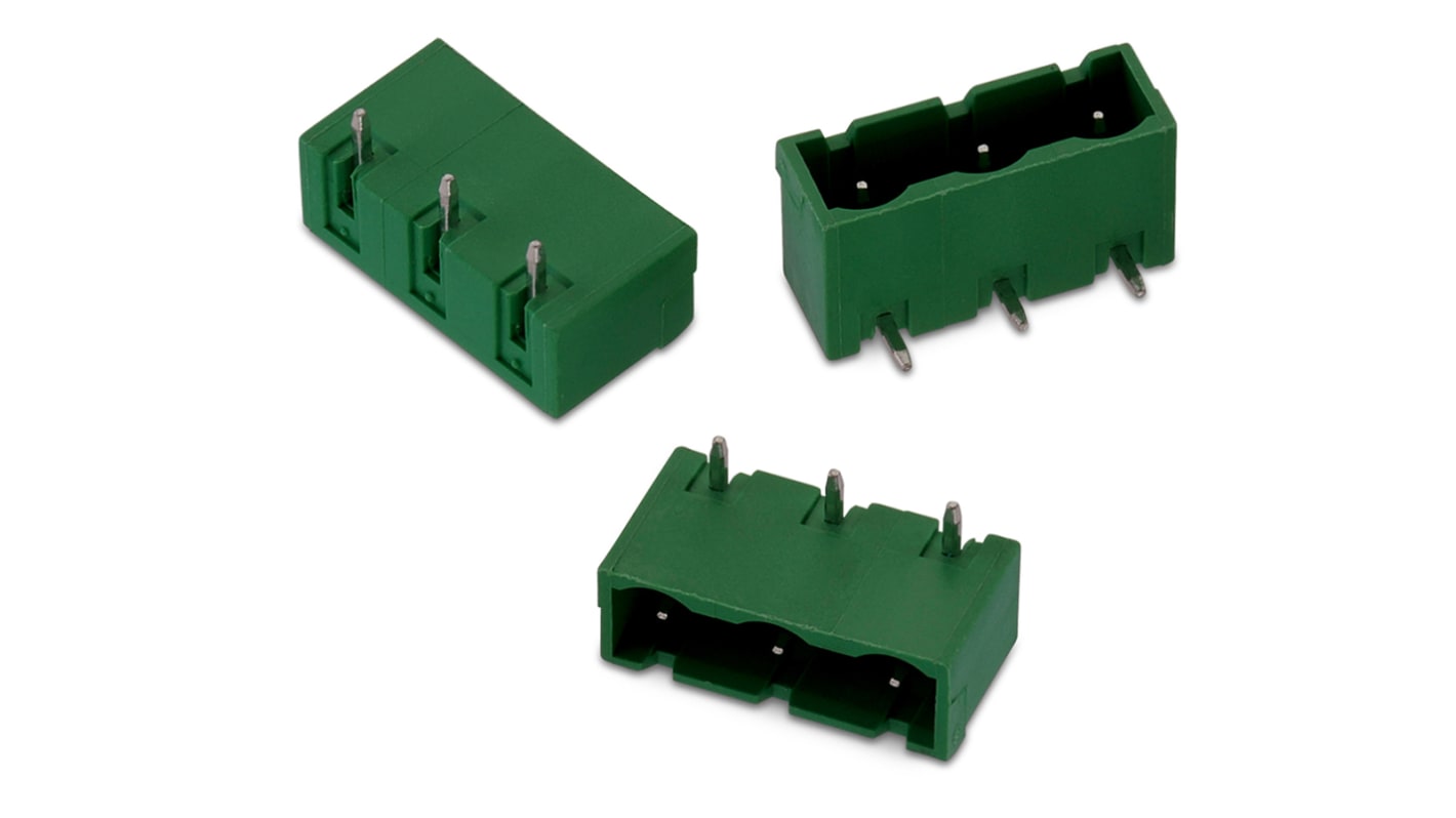 Conector macho para PCB Ángulo recto Wurth Elektronik serie WR-TBL de 12 vías, 1 fila, paso 7.62mm, para soldar,