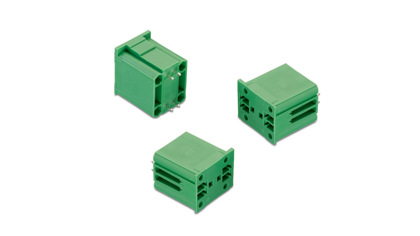 Conector macho para PCB Ángulo recto Wurth Elektronik serie WR-TBL de 4 vías, 2 filas, paso 3.81mm, para soldar,