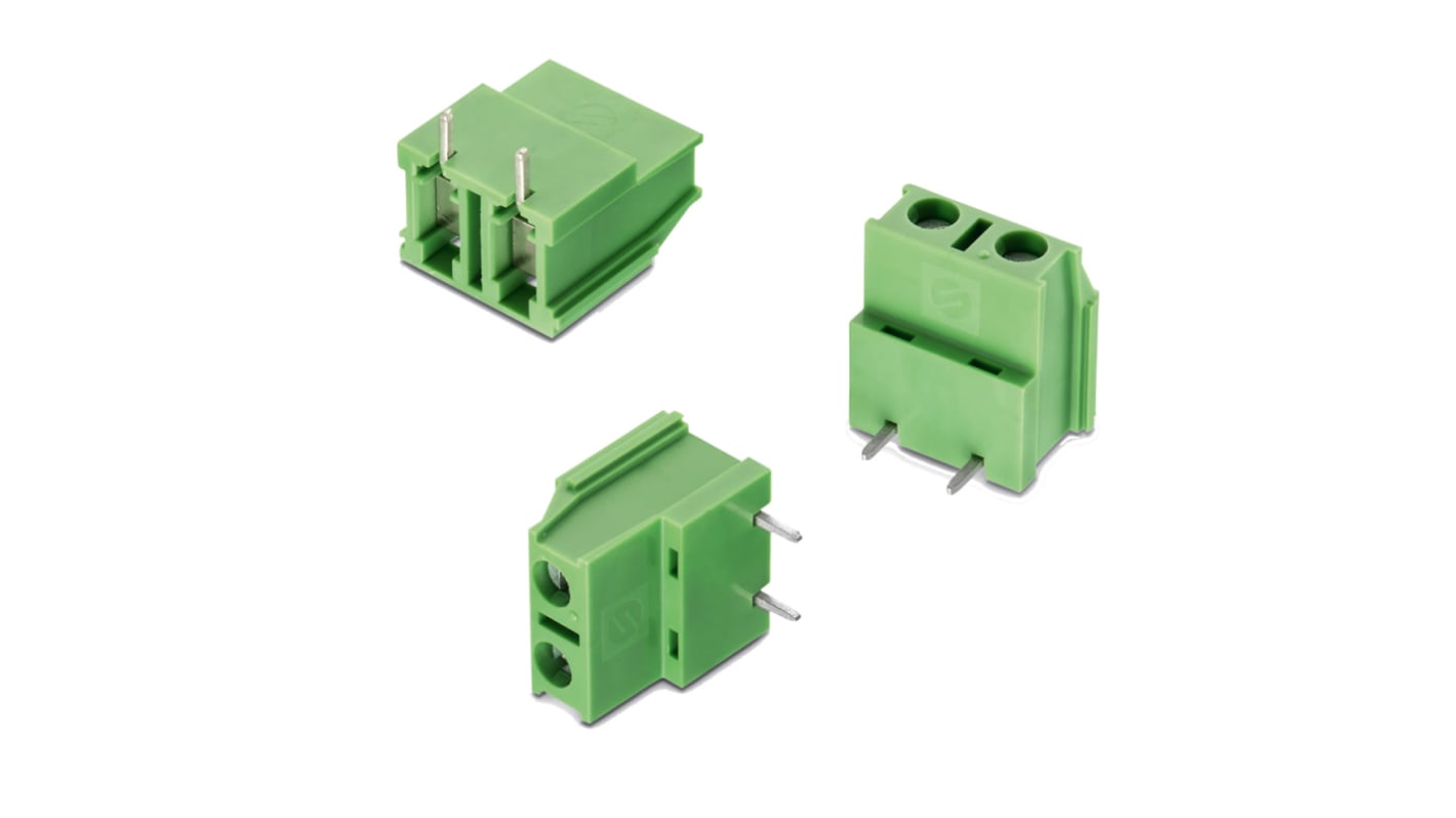 Wurth Elektronik 2534 Series PCB Terminal Block, 2-Contact, 7.62mm Pitch, Through Hole Mount, 1-Row, Solder Termination