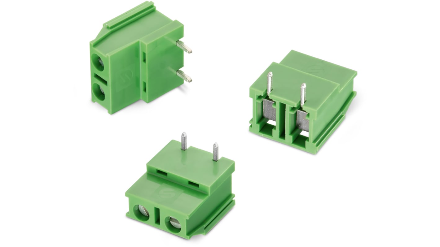 Wurth Elektronik 2539 Series PCB Terminal Block, 2-Contact, 7.5mm Pitch, Through Hole Mount, 1-Row, Solder Termination