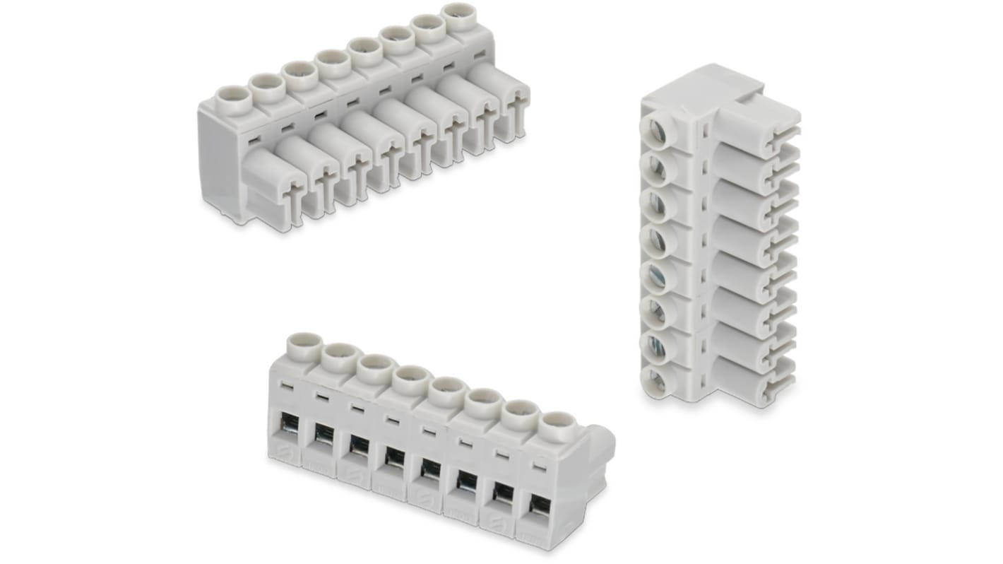 Wurth Elektronik 5mm Pitch 9 Way Pluggable Terminal Block, Plug, Cable Mount, Solder Termination