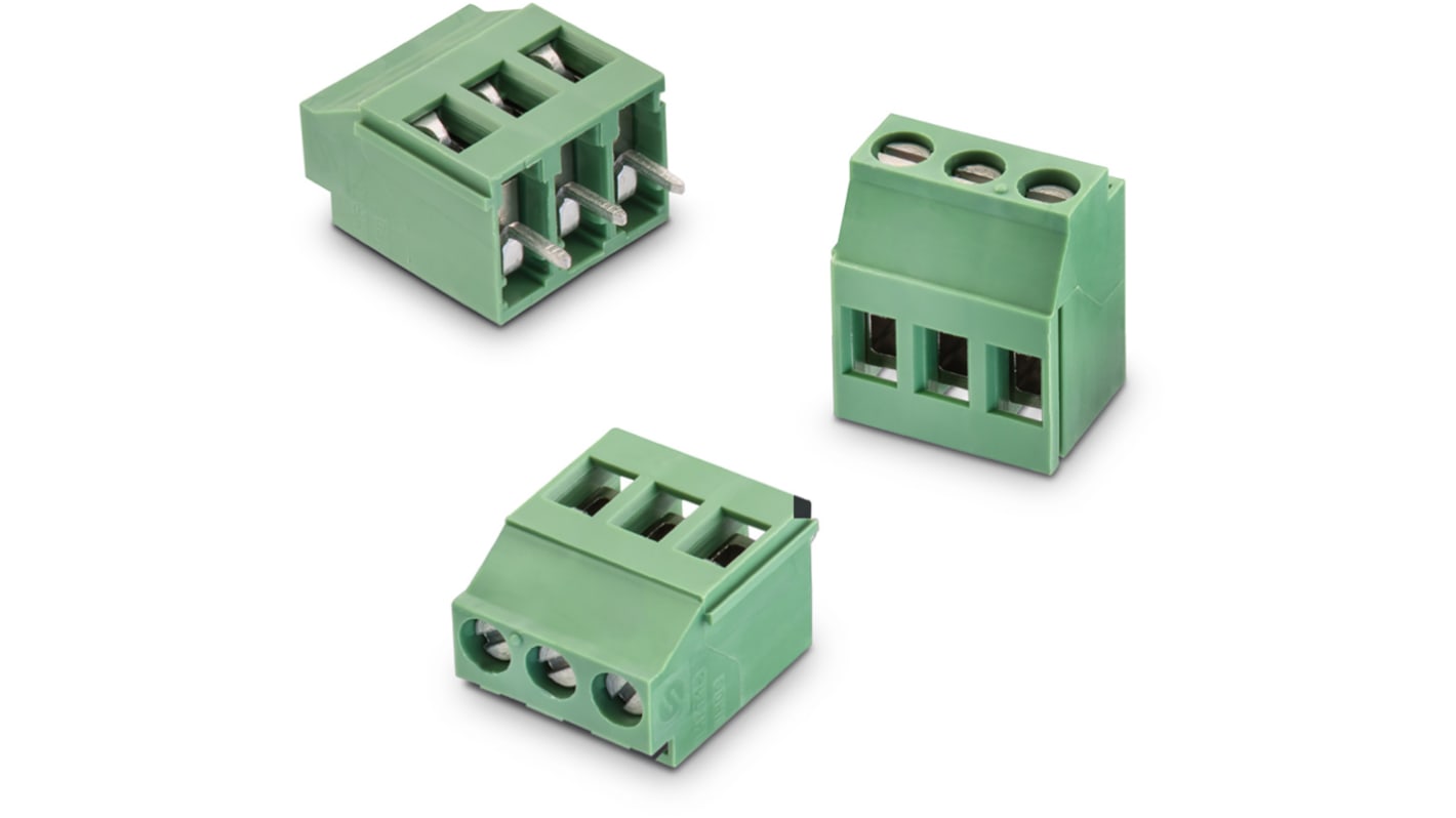 Wurth Elektronik 2365 Series PCB Terminal Block, 3-Contact, 5.08mm Pitch, Through Hole Mount, 1-Row, Solder Termination