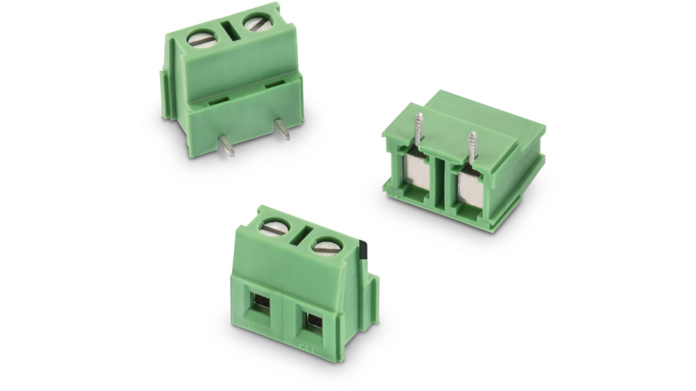 Wurth Elektronik 2169 Series PCB Terminal Block, 2-Contact, 7.5mm Pitch, Through Hole Mount, 1-Row, Solder Termination