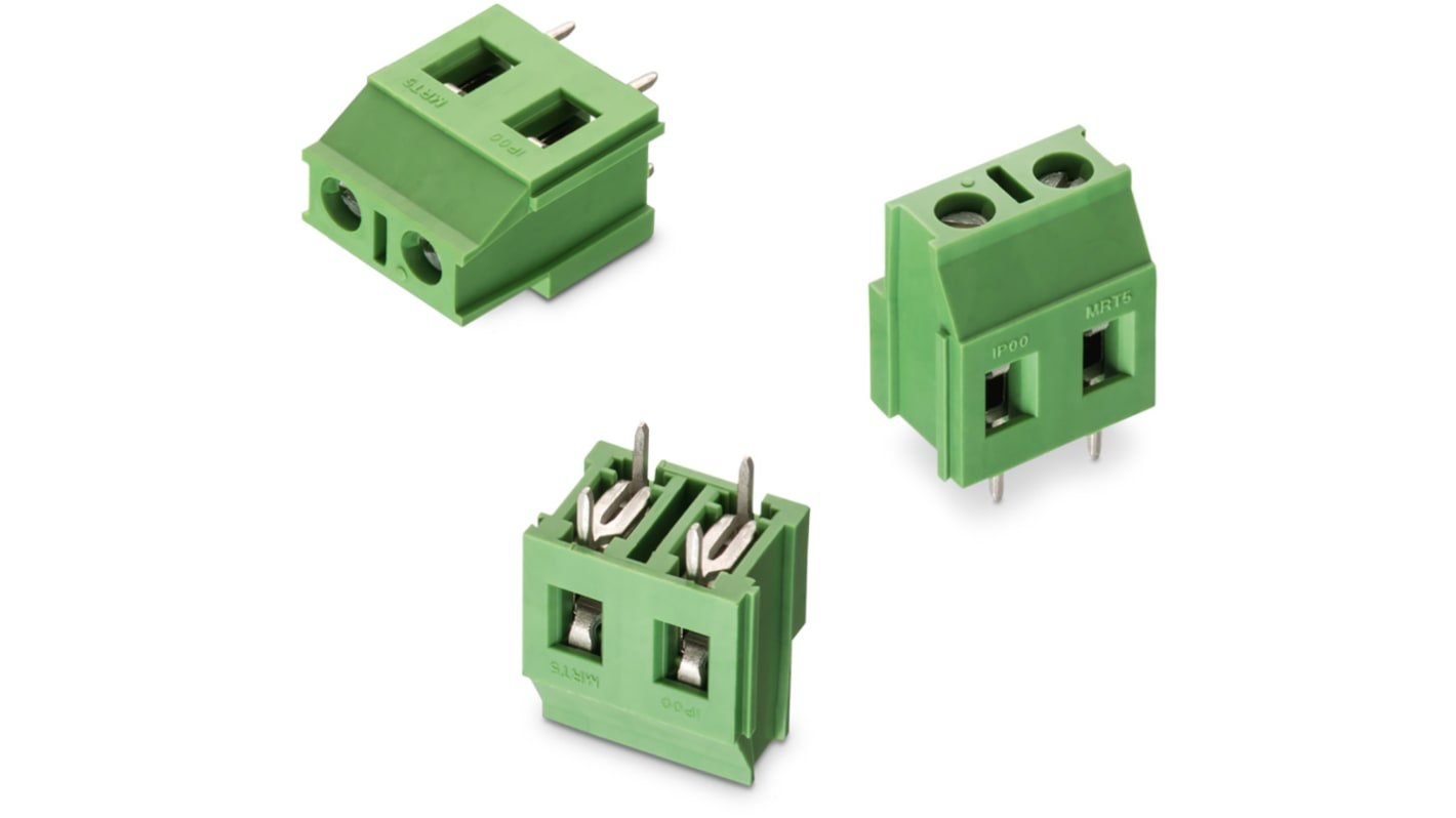 Borne para PCB Wurth Elektronik de 3 vías , paso 7.62mm, 16A, de color Verde, montaje Montaje en orificio pasante,