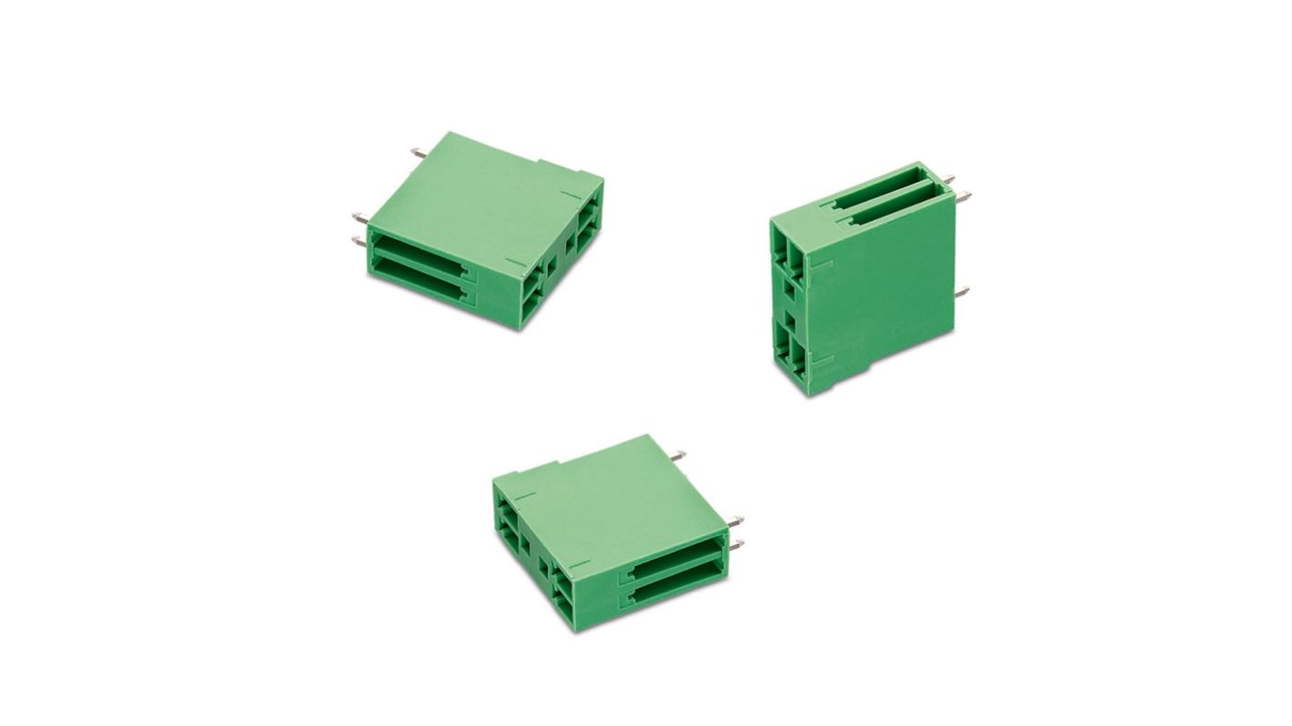 Conector macho para PCB Ángulo recto Wurth Elektronik serie WR-TBL de 10 vías, 2 filas, paso 3.81mm, para soldar,