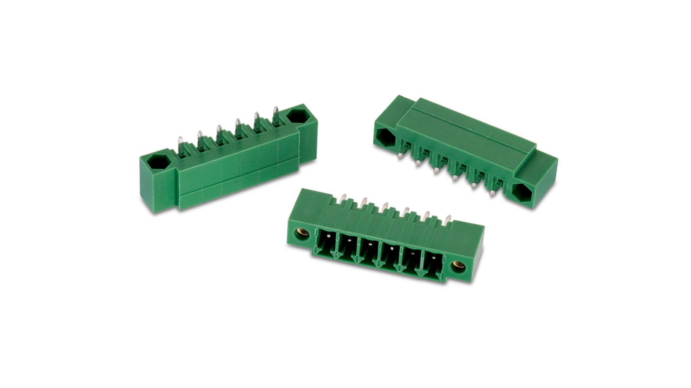 Conector macho para PCB Ángulo recto Wurth Elektronik serie WR-TBL de 8 vías, 1 fila, paso 3.81mm, para soldar, Montaje