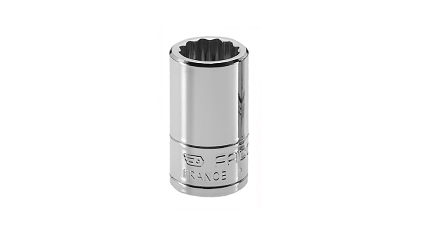 Facom 1/4 in Drive 10mm Standard Socket, 12 point, 22 mm Overall Length