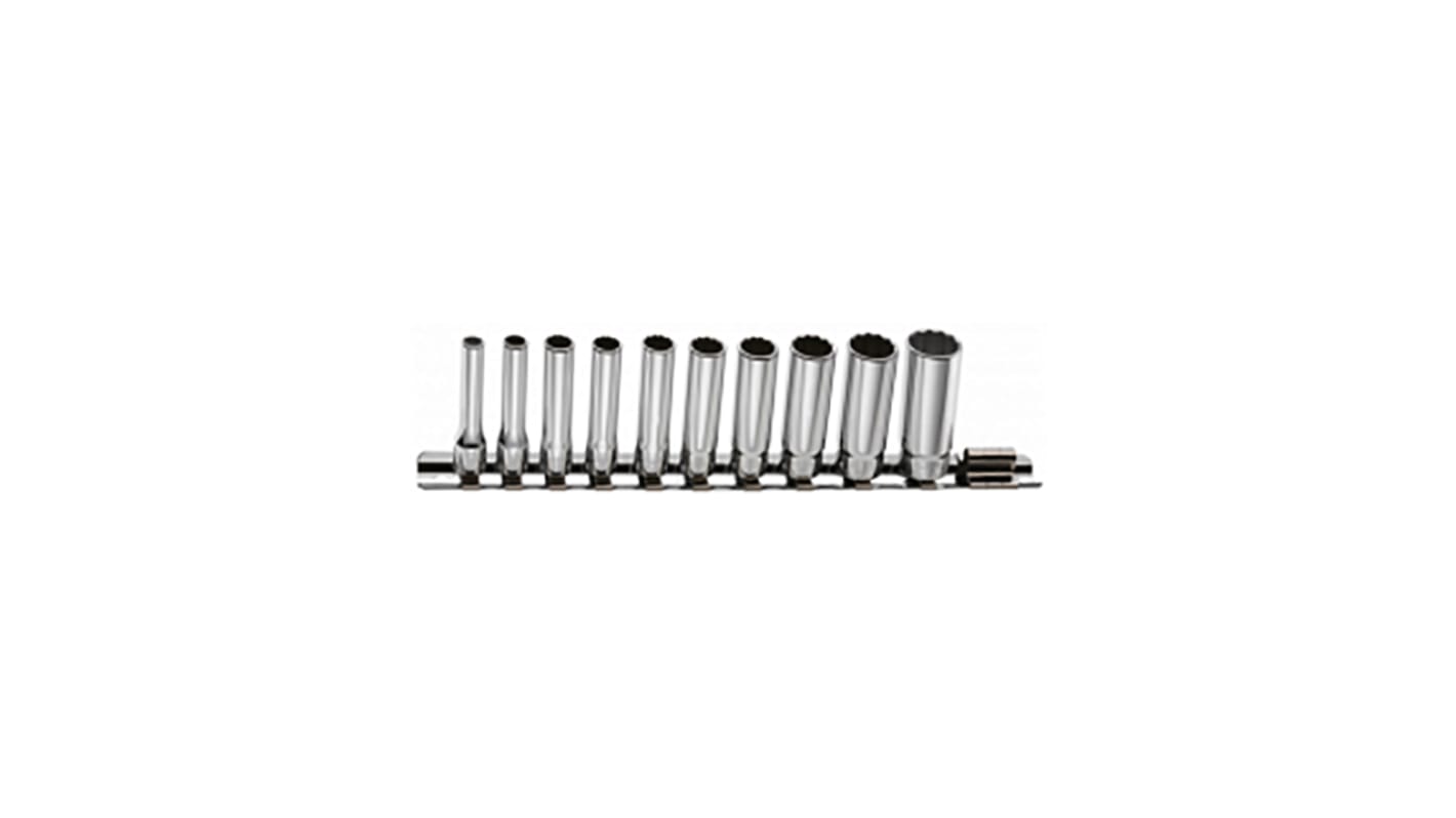 Facom 10-Piece Imperial 1/4 in Deep Socket Set , 12 point