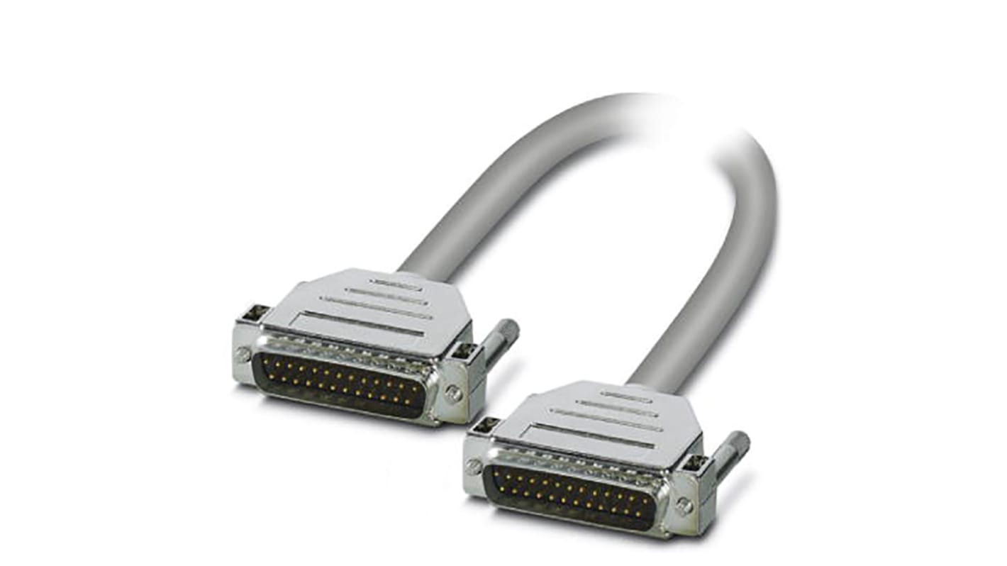 Cable serie Phoenix Contact, long. 2m, color Gris, con. A: Sub-D de 25 contactos Macho, con. B: Sub-D de 25 contactos