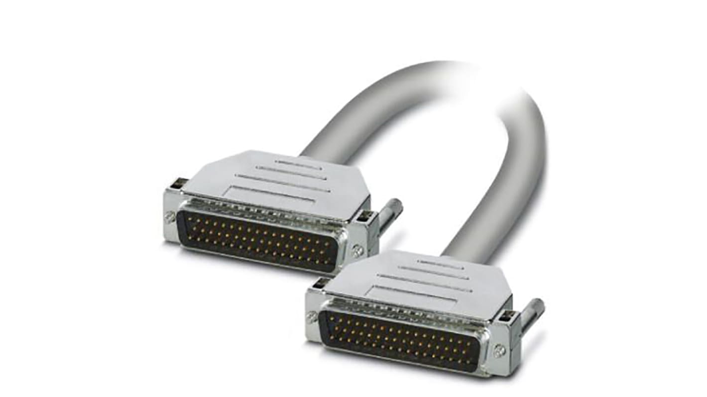 Cable serie Phoenix Contact, long. 1m, color Gris, con. A: Sub-D de 50 contactos Macho, con. B: Sub-D de 50 contactos