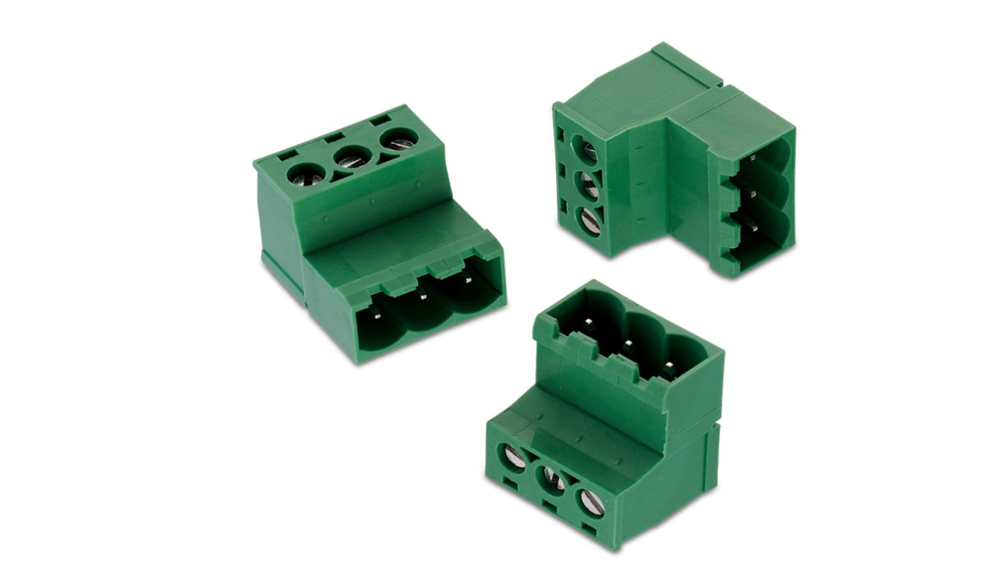 Wurth Elektronik 5.08mm Pitch 3 Way Vertical Pluggable Terminal Block, Inverted Plug, Cable Mount, Solder Termination
