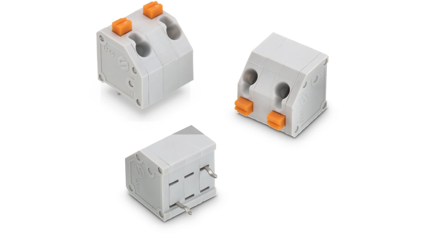 Wurth Elektronik 4124M Series PCB Terminal Block, 2-Contact, 7.62mm Pitch, Through Hole Mount, 1-Row, Solder Termination