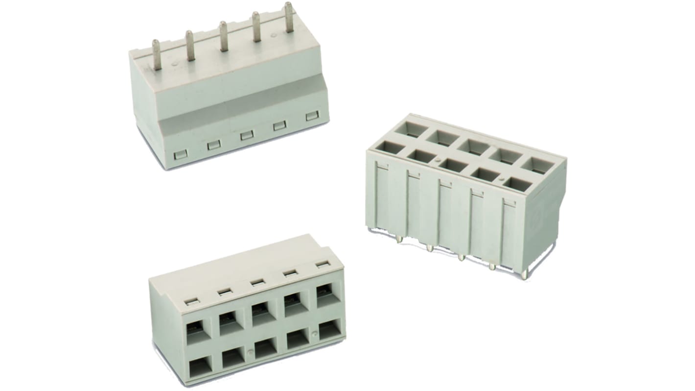 Wurth Elektronik 4165 Series PCB Terminal Block, 3-Contact, 5.08mm Pitch, Through Hole Mount, 1-Row, Solder Termination