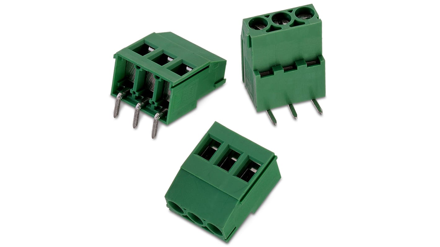 Wurth Elektronik 2157 Series PCB Terminal Block, 2-Contact, 5mm Pitch, Through Hole Mount, 1-Row, Solder Termination