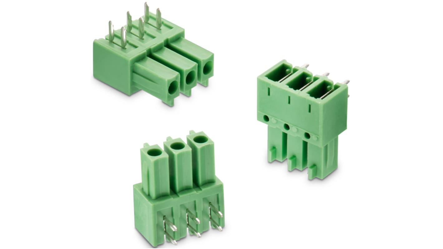 Borne para PCB Wurth Elektronik de 12 vías , paso 3.81mm, 8A, de color Verde, montaje Montaje en orificio pasante,