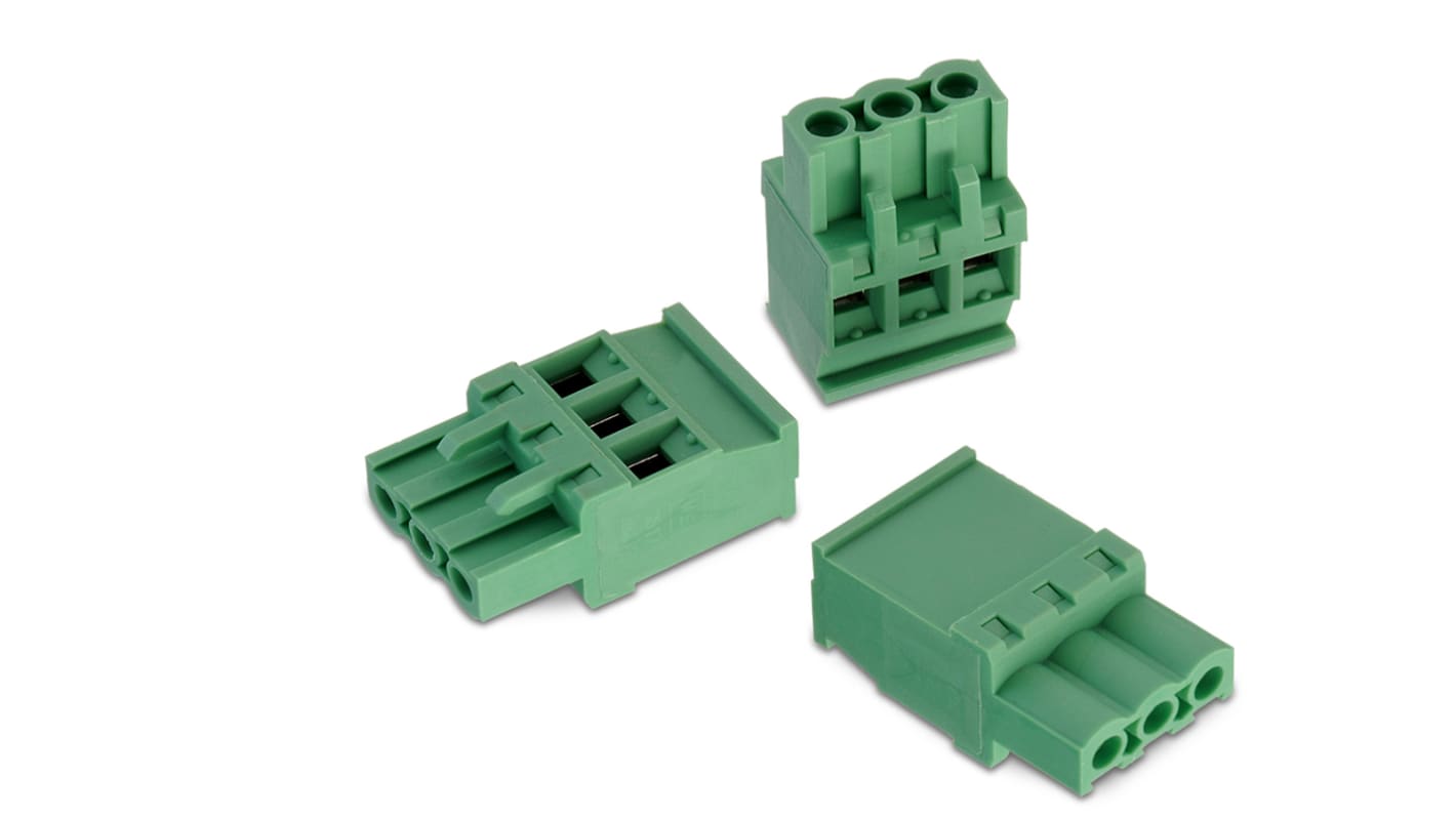 Borne para PCB Wurth Elektronik de 12 vías , paso 5mm, 15A, de color Verde, montaje de cable, terminación Soldador