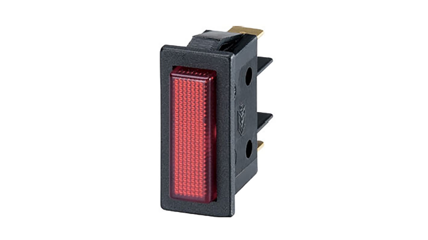 Indicador Neón Molveno B5, Rojo, marco Negro, Ø montaje 11 x 30mm, 200 → 250V ac