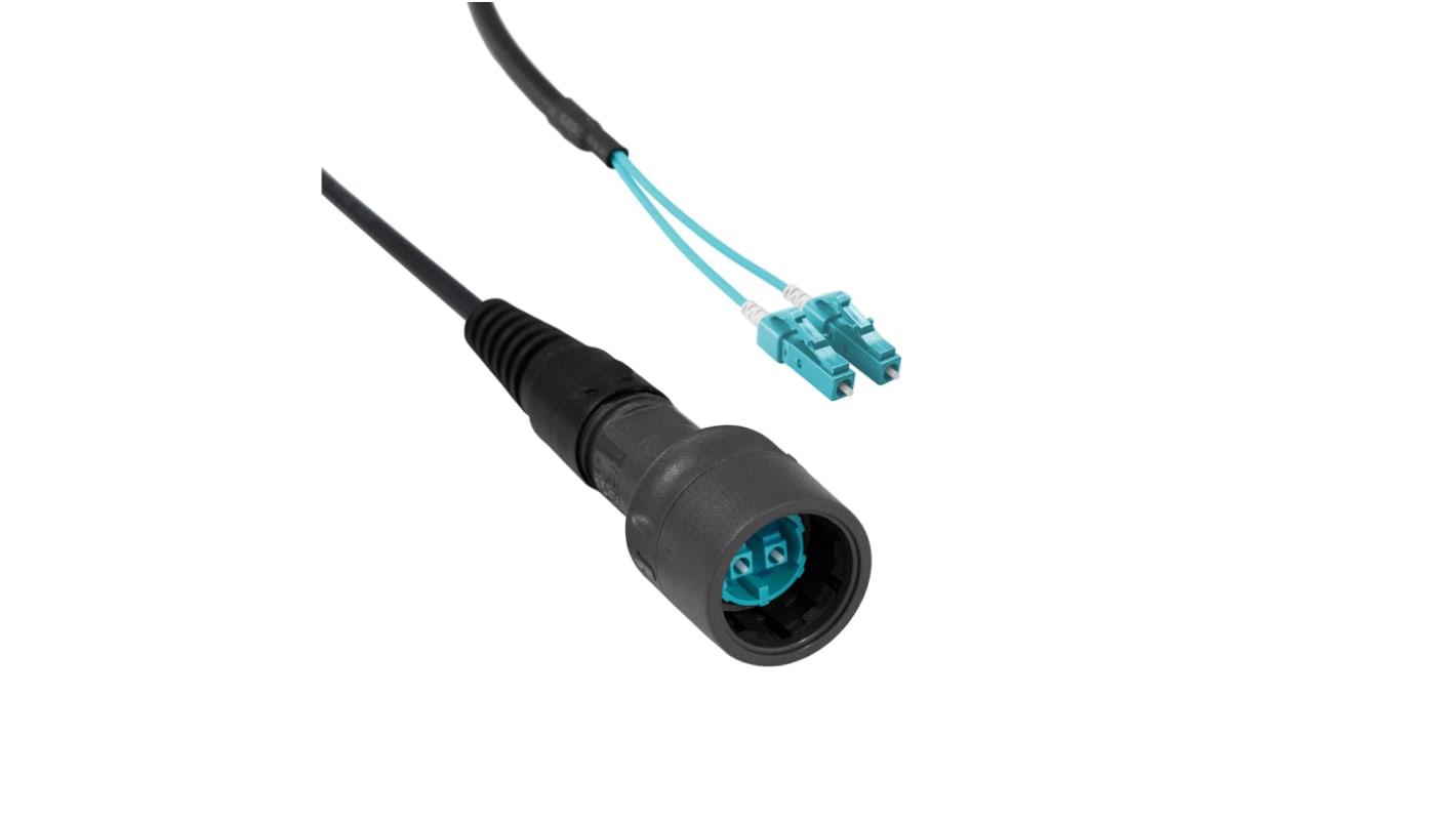 Bulgin LC to LC Duplex Multi Mode OM3 Fibre Optic Cable, 50/125μm, Aqua, 5m