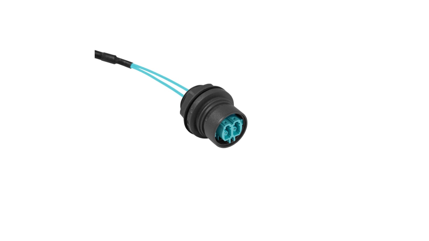 Bulgin LC to LC Duplex Multi Mode OM3 Fibre Optic Cable, 50/125μm, Aqua, 5m