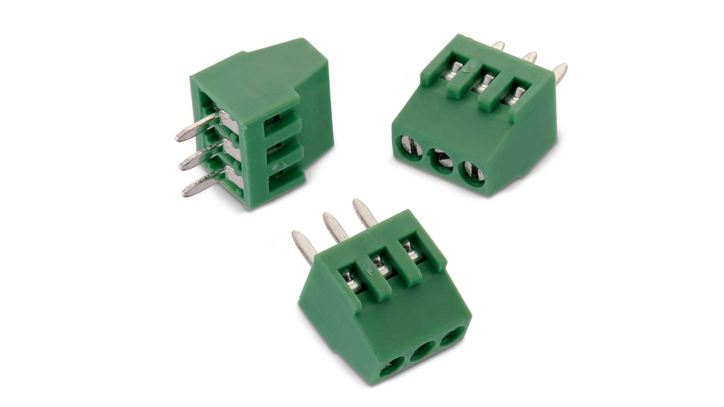 Borne para PCB Wurth Elektronik de 6 vías , paso 2.54mm, 6A, de color Verde, montaje Montaje en orificio pasante,