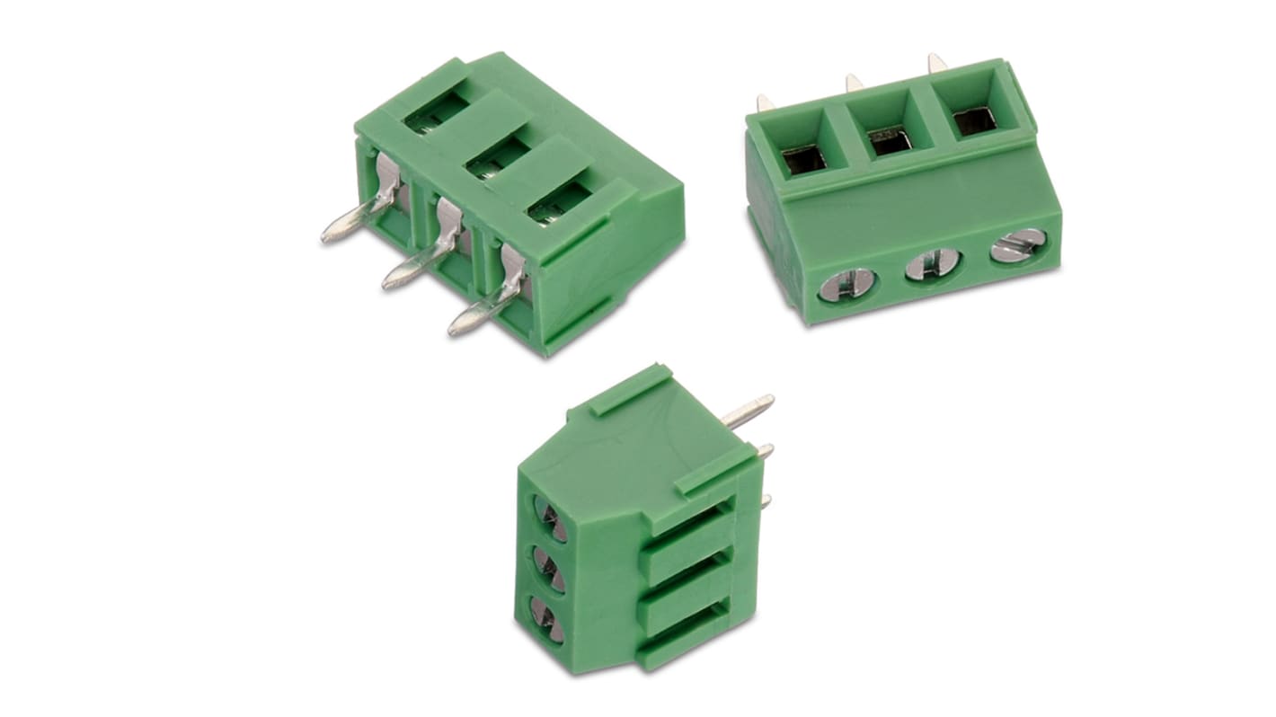 Wurth Elektronik 基板用端子台, 2143シリーズ, 3.81mmピッチ , 1列, 3極, 緑