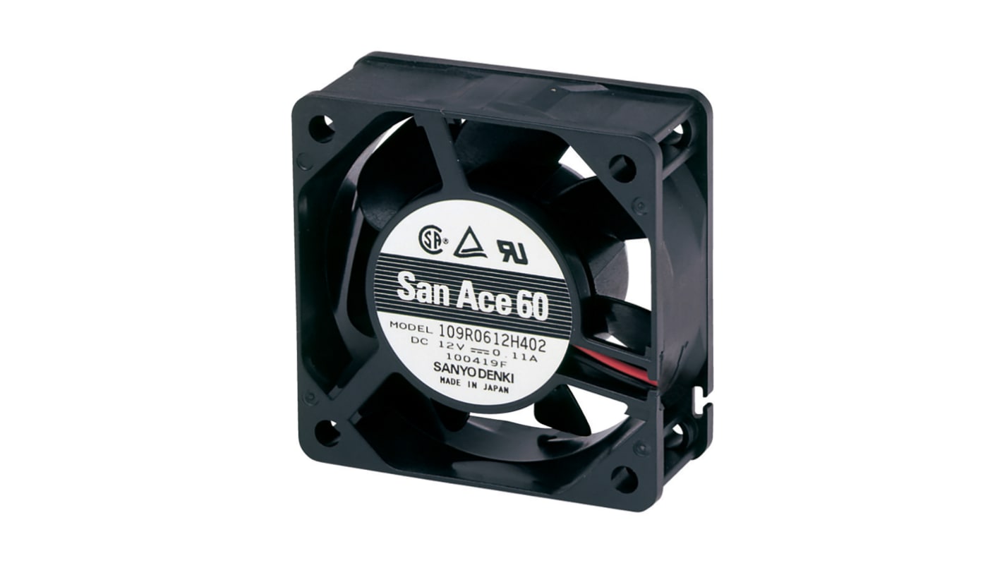 Axiální ventilátor, řada: San Ace 109R DC, 60 x 60 x 25mm, průtok vzduchu: 63m³/h 5.76W 48 V DC Čtvercový