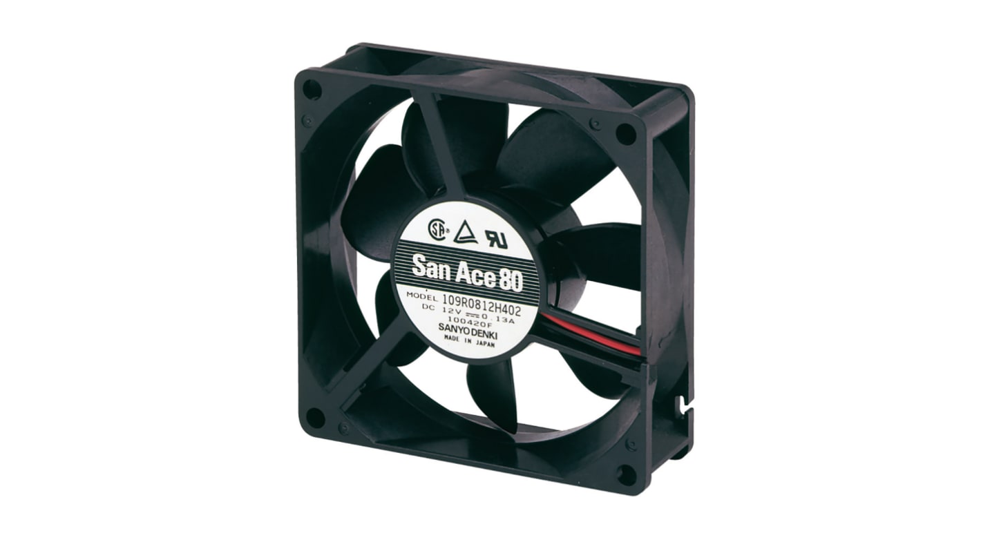 Ventilateur axial 109R Sanyo Denki 24 V c.c., 61.8m³/h, 80 x 80 x 25mm, 1.68W