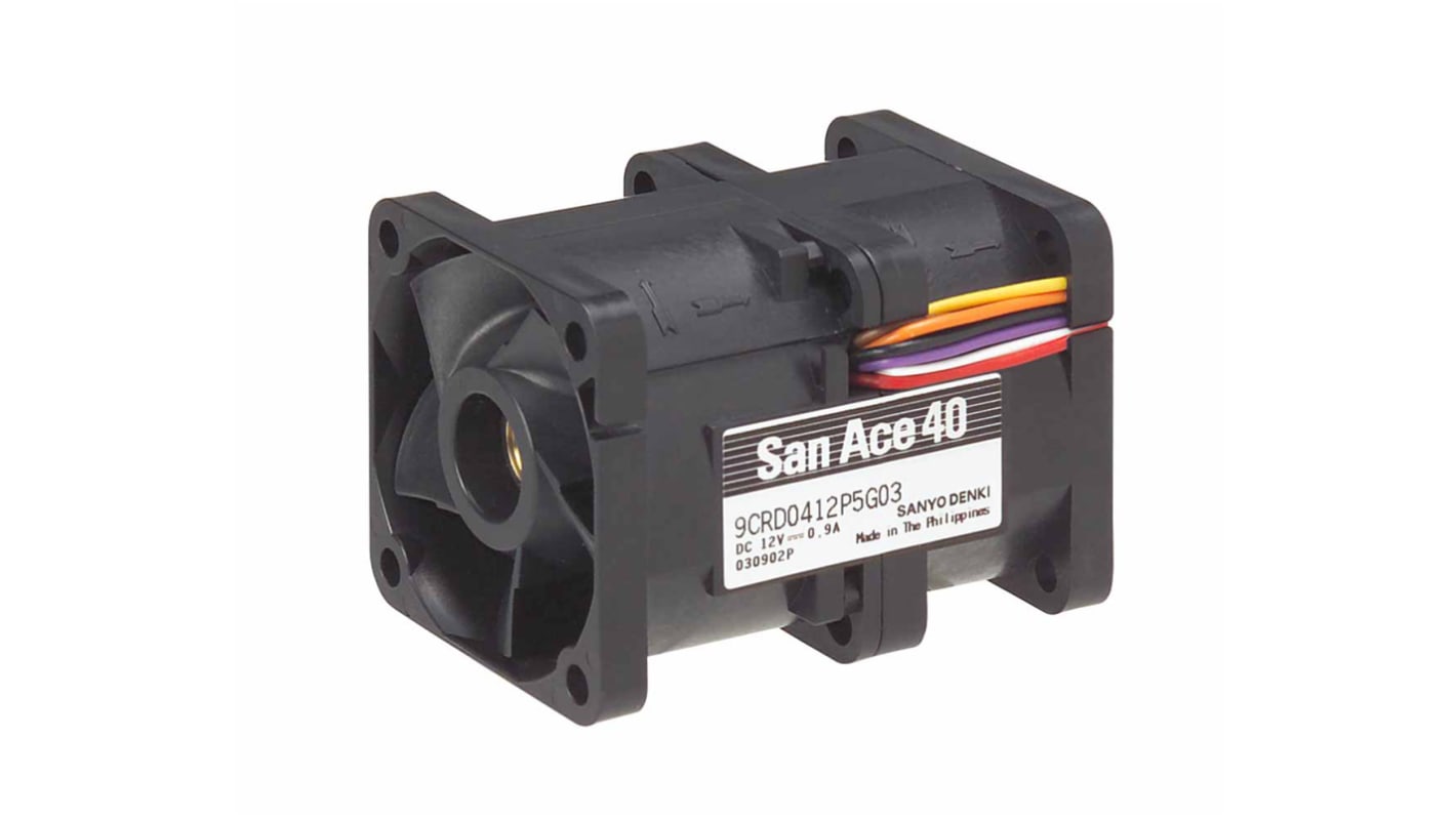 Sanyo Denki 9CRD DC-Axiallüfter, Kugellager, 12 V dc / 13.8W, 40 x 40 x 56mm, 12600 (Outlet) RPM, 19000 (Inlet) RPM,