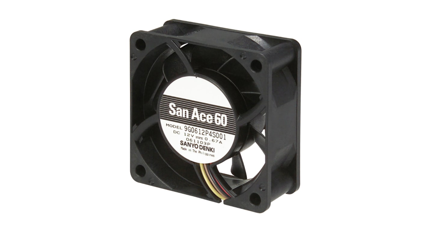 Sanyo Denki 9G DC-Axiallüfter, Kugellager, 12 V dc / 8.04W, 60 x 60 x 25mm, 83.9m³/h