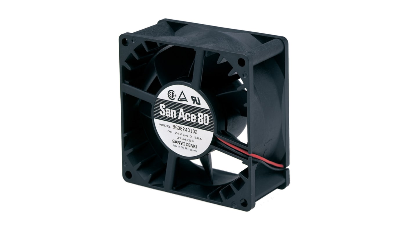 Ventilador Axial Sanyo Denki 9G de 80 x 80 x 38mm, 12 V dc, 13.2W, 6300rpm, caudal 152.9m³/h, 51dB(A), salida Pulso