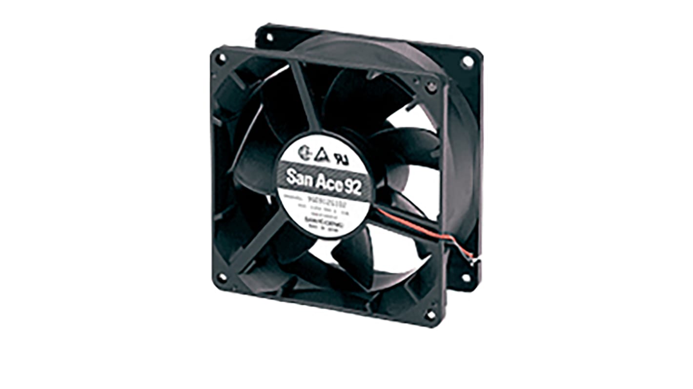 Ventilador Axial Sanyo Denki 9G de 92 x 92 x 38mm, 12 V dc, 13.2W, caudal 186.9m³/h, 50dB(A), salida Pulso