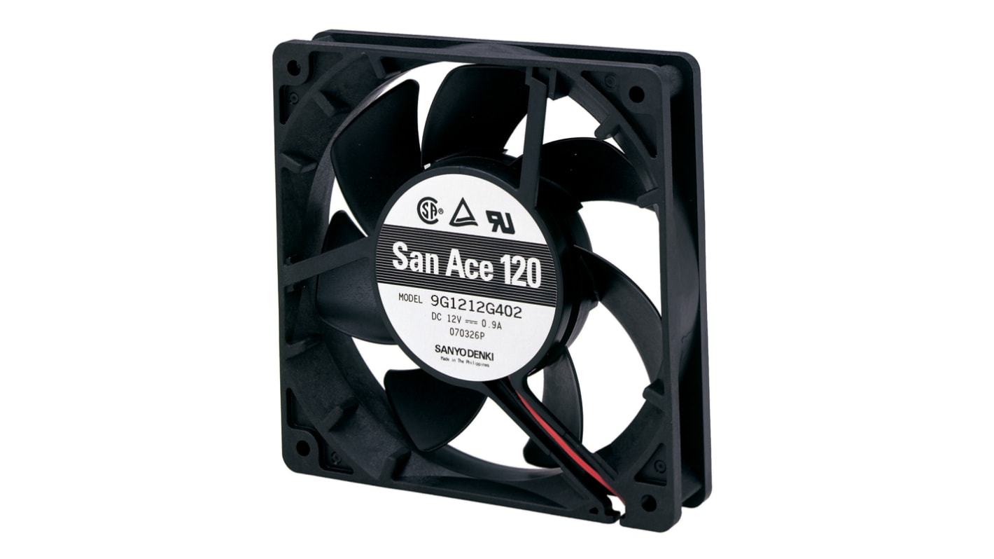 Ventilador Axial Sanyo Denki 9G de 119 x 119 x 25mm, 24 V dc, 11.28W, caudal 220.9m³/h, 51dB(A)