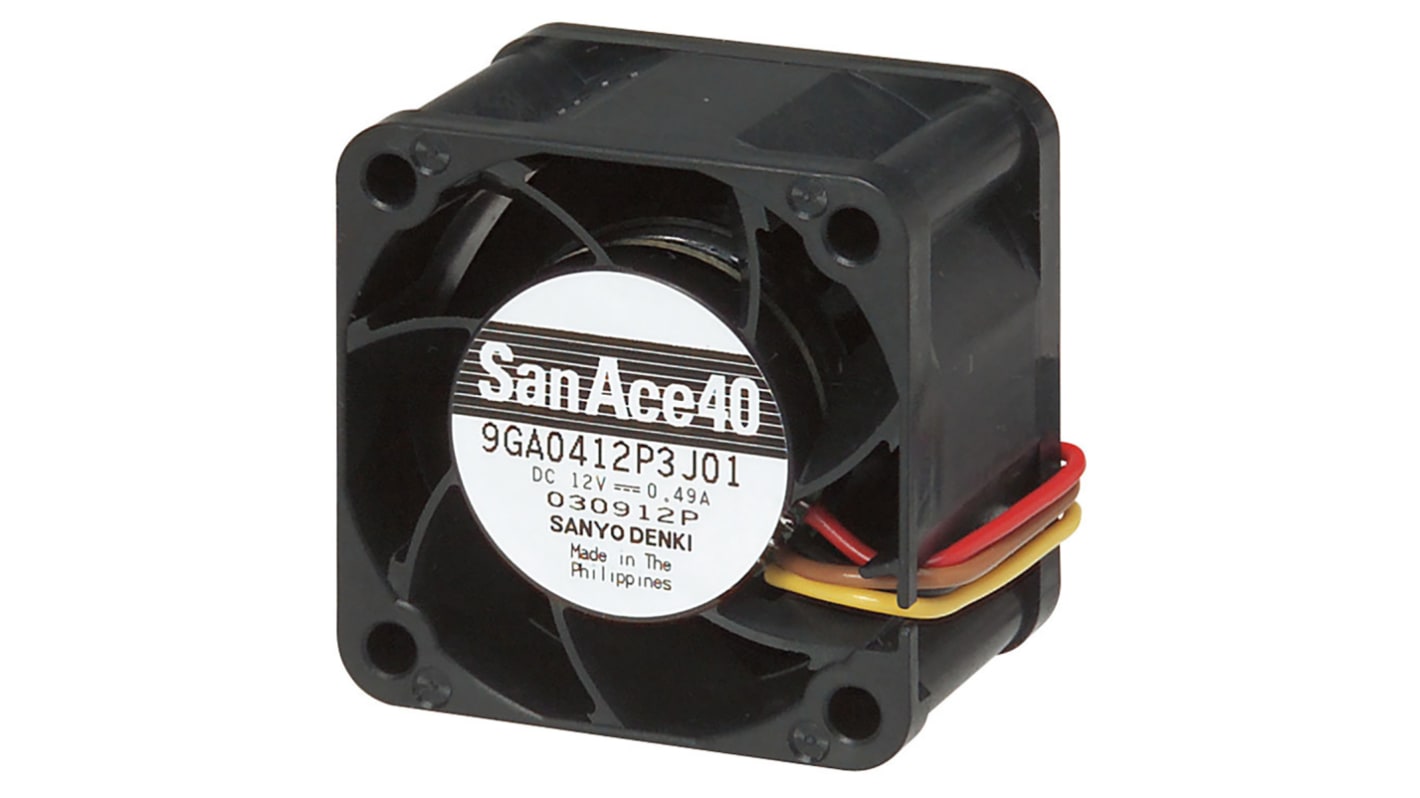 Sanyo Denki 9GA DC-Axiallüfter, Kugellager, 12 V dc / 2.52W, 40 x 40 x 28mm, 27.5m³/h