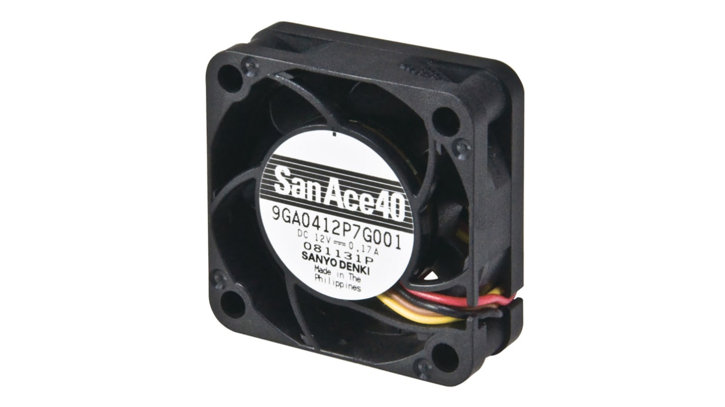 Sanyo Denki 9GA DC-Axiallüfter, Kugellager, 12 V dc / 2.04W, 40 x 40 x 15mm, 21.6m³/h