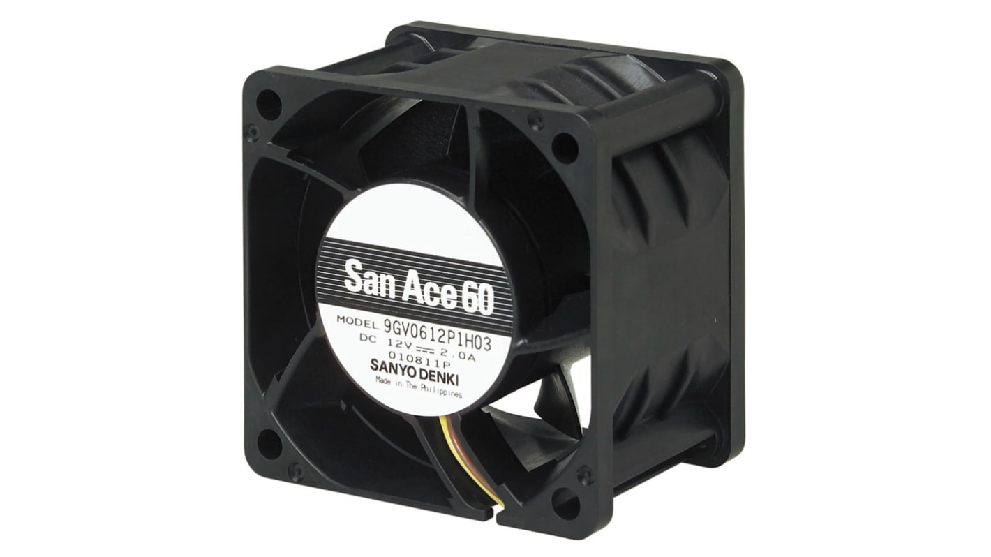 Sanyo Denki 9GV DC-Axiallüfter, Kugellager, 24 V dc / 33.6W, 60 x 60 x 38mm, 142.7m³/h