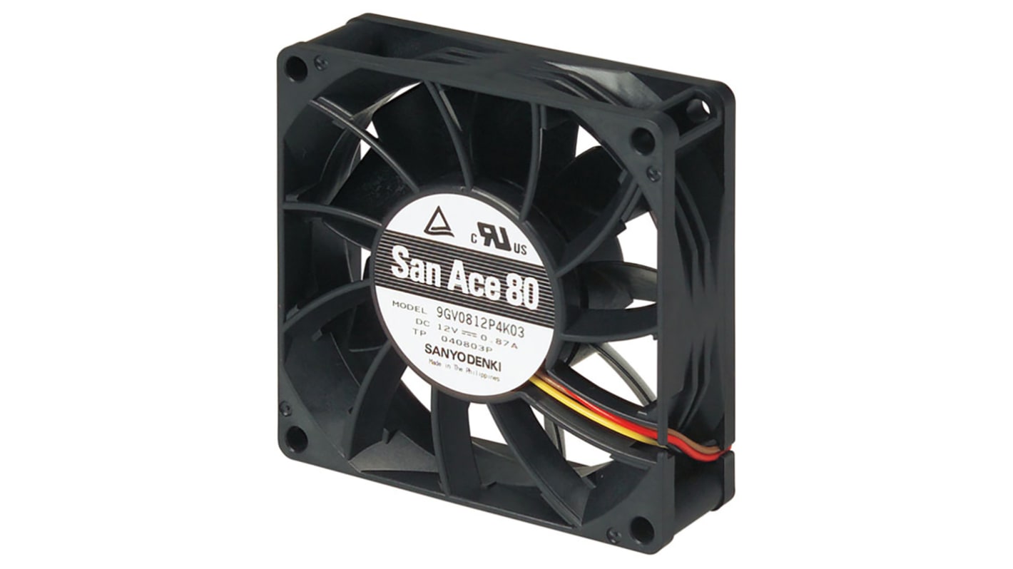 Sanyo Denki 9GV Series Axial Fan, 24 V dc, DC Operation, 127.1m³/h, 10.4W, 440mA Max, 80 x 80 x 25mm