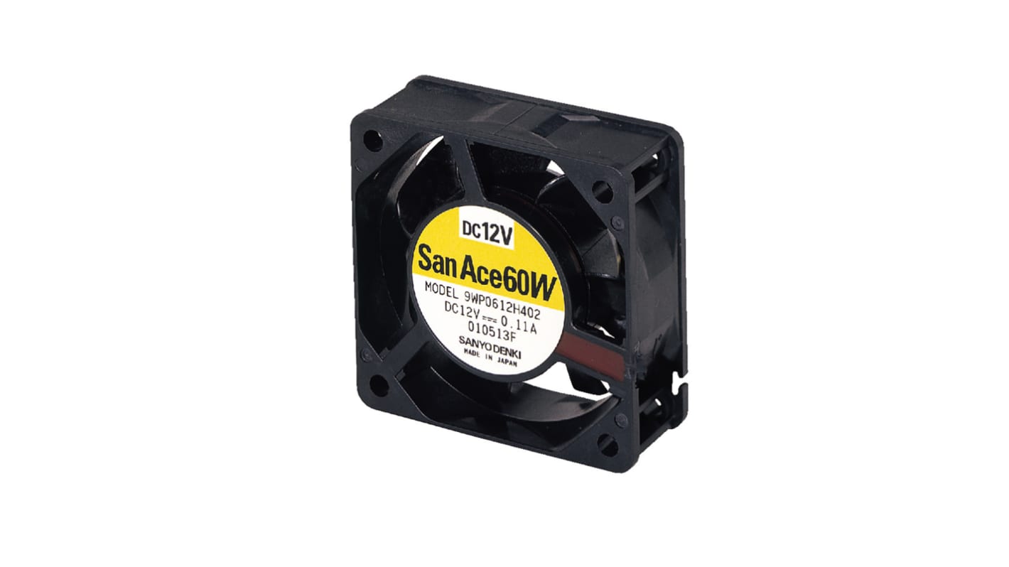 Sanyo Denki 9WP Series Axial Fan, 24 V dc, DC Operation, 18.7cfm, 1.44W, 60mA Max, IP68, 60 x 60 x 25mm