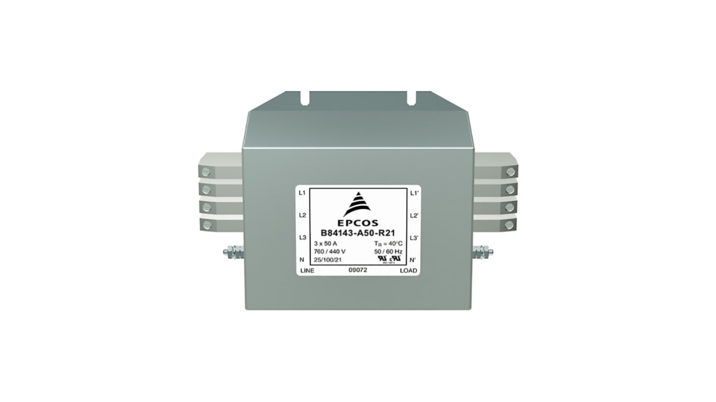 EPCOS B84143A*R021 EMV-Filter, 440 / 760 V ac, 180A, Anschlussblock, 3-phasig 4,5 mA / 50/60Hz