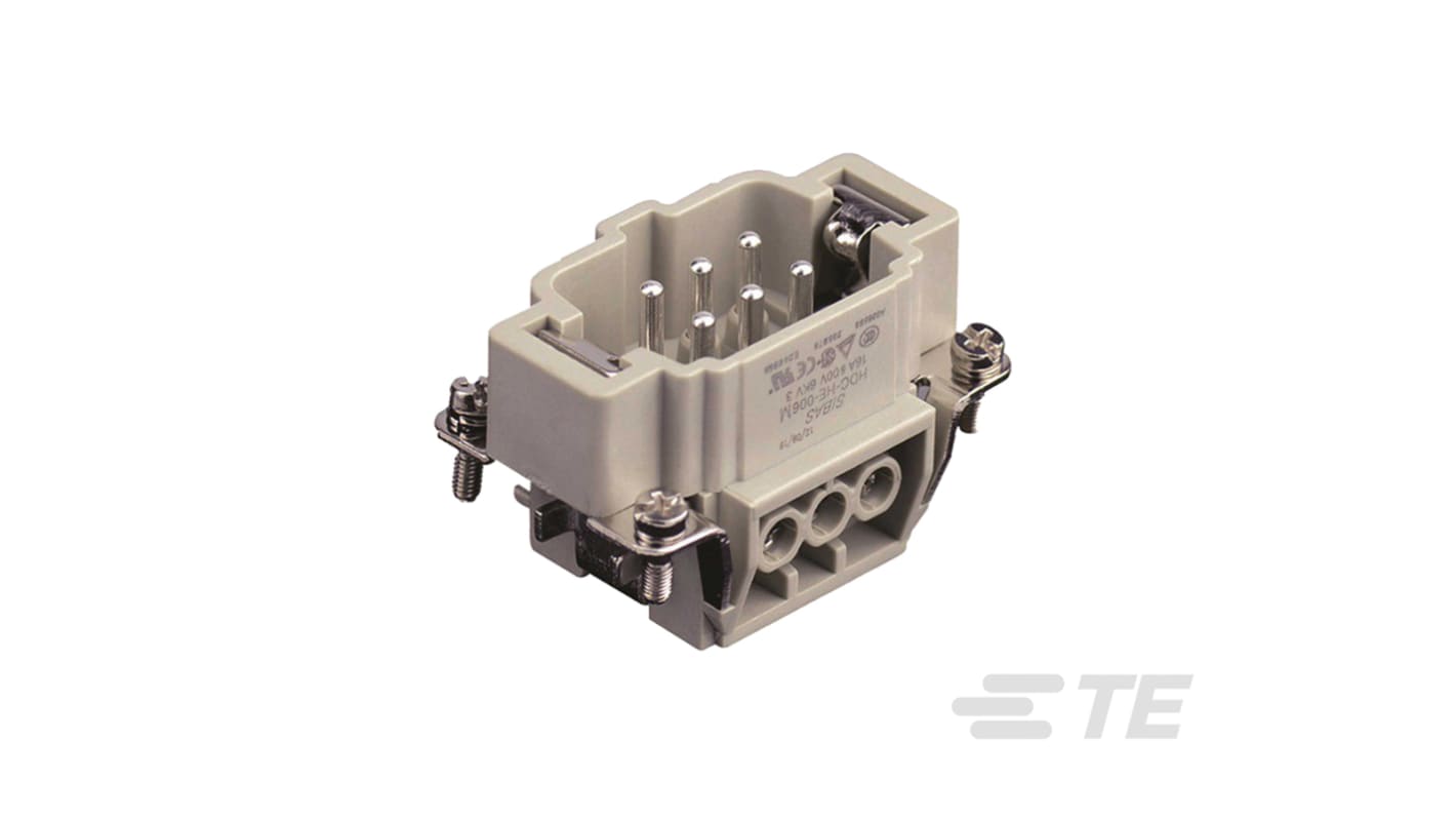 TE Connectivity HDC HE Industrie-Steckverbinder Kontakteinsatz, 6-polig 16A Stecker, Crimp