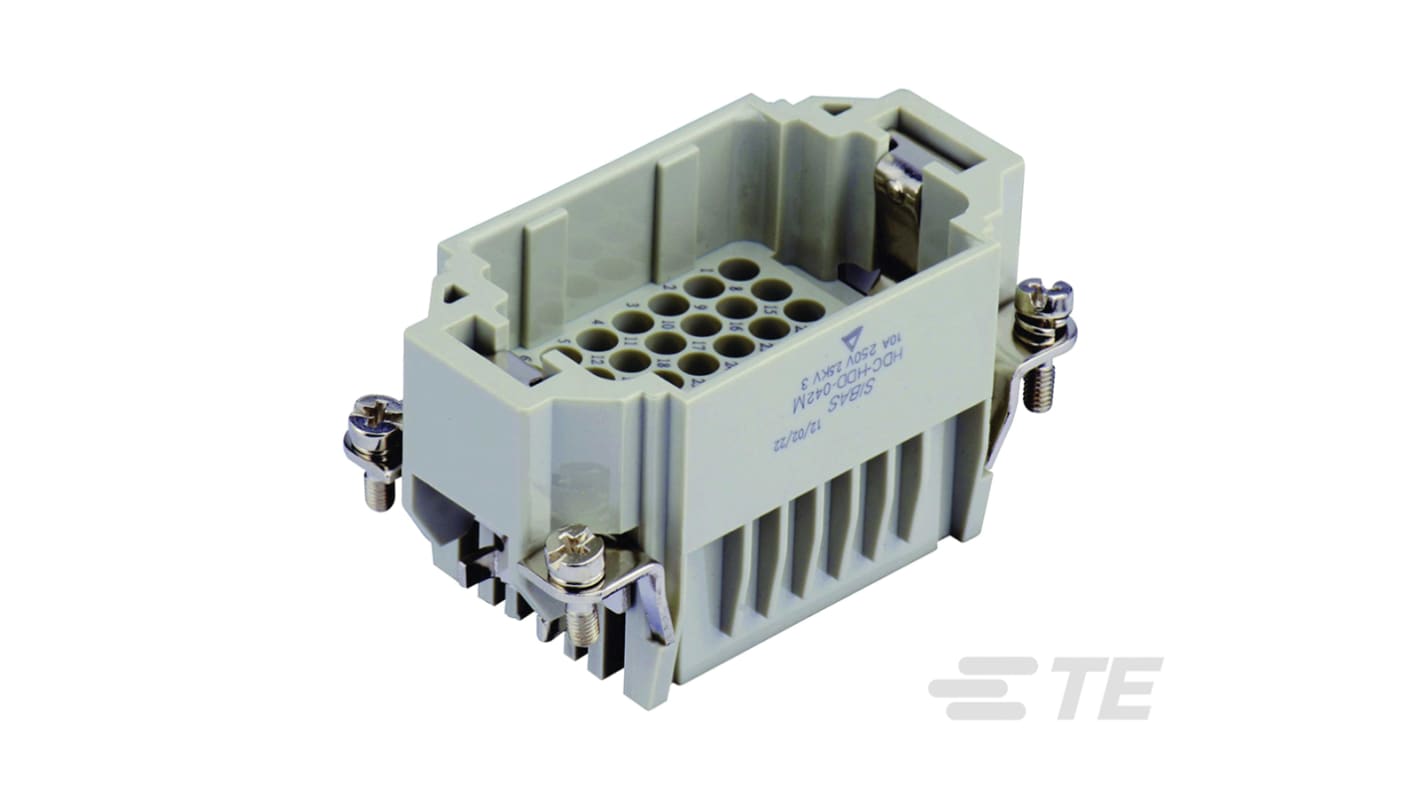 TE Connectivity HDC HDD Industrie-Steckverbinder Kontakteinsatz, 42-polig 10A Stecker, Crimp