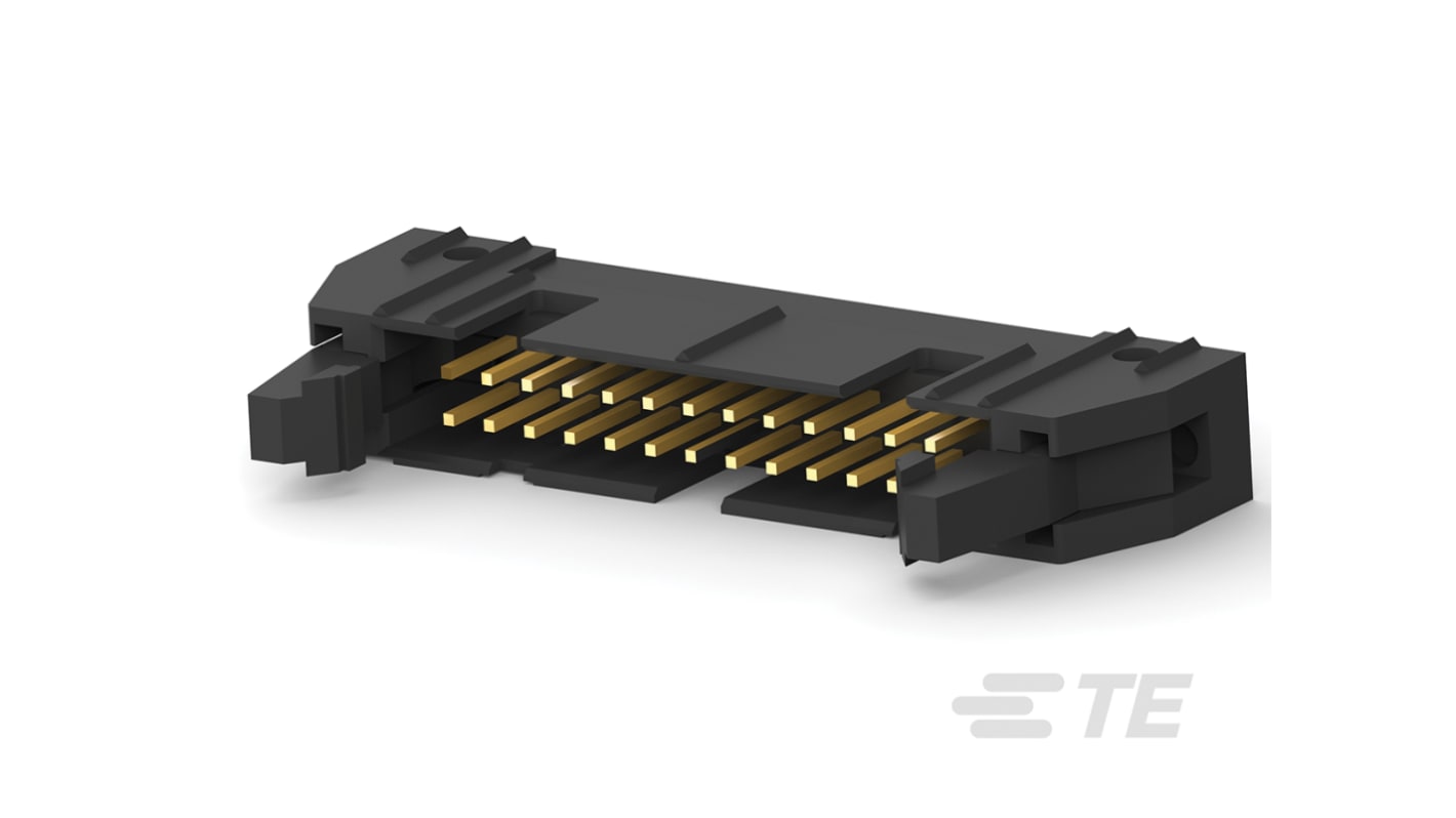 TE Connectivity AMP-LATCH Series Straight Through Hole PCB Header, 26 Contact(s), 2.54mm Pitch, 2 Row(s), Shrouded