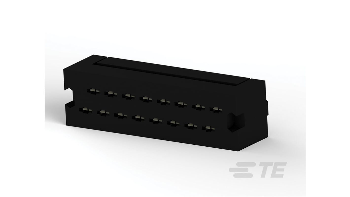 TE Connectivity AMP-LATCH Series Straight Through Hole PCB Header, 16 Contact(s), 2.54mm Pitch, 2 Row(s), Shrouded