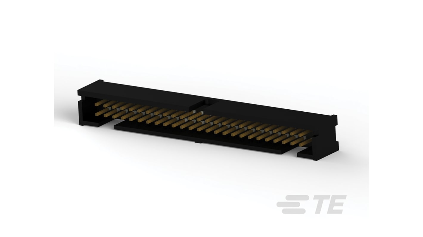 TE Connectivity AMP-LATCH Series Right Angle Through Hole PCB Header, 50 Contact(s), 2.54mm Pitch, 2 Row(s), Shrouded