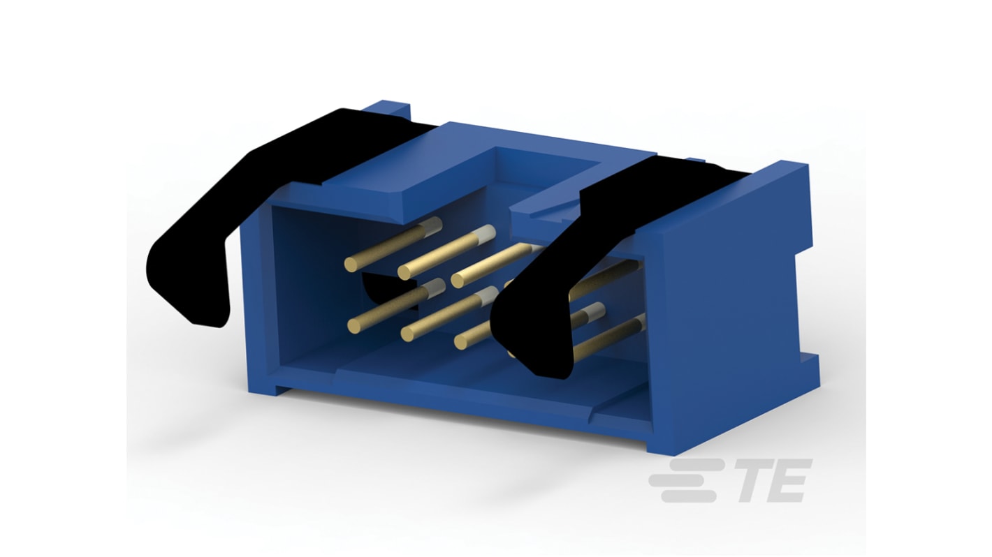 TE Connectivity AMP-LATCH Series Straight Through Hole PCB Header, 10 Contact(s), 2.54mm Pitch, 2 Row(s), Shrouded