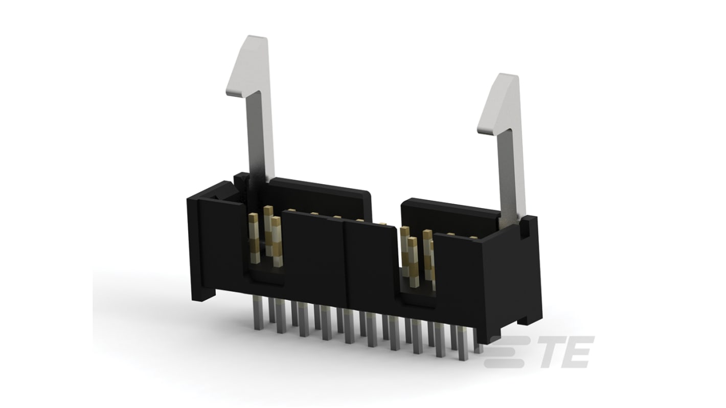 TE Connectivity AMP-LATCH Series Straight Through Hole PCB Header, 20 Contact(s), 2.54mm Pitch, 2 Row(s), Shrouded